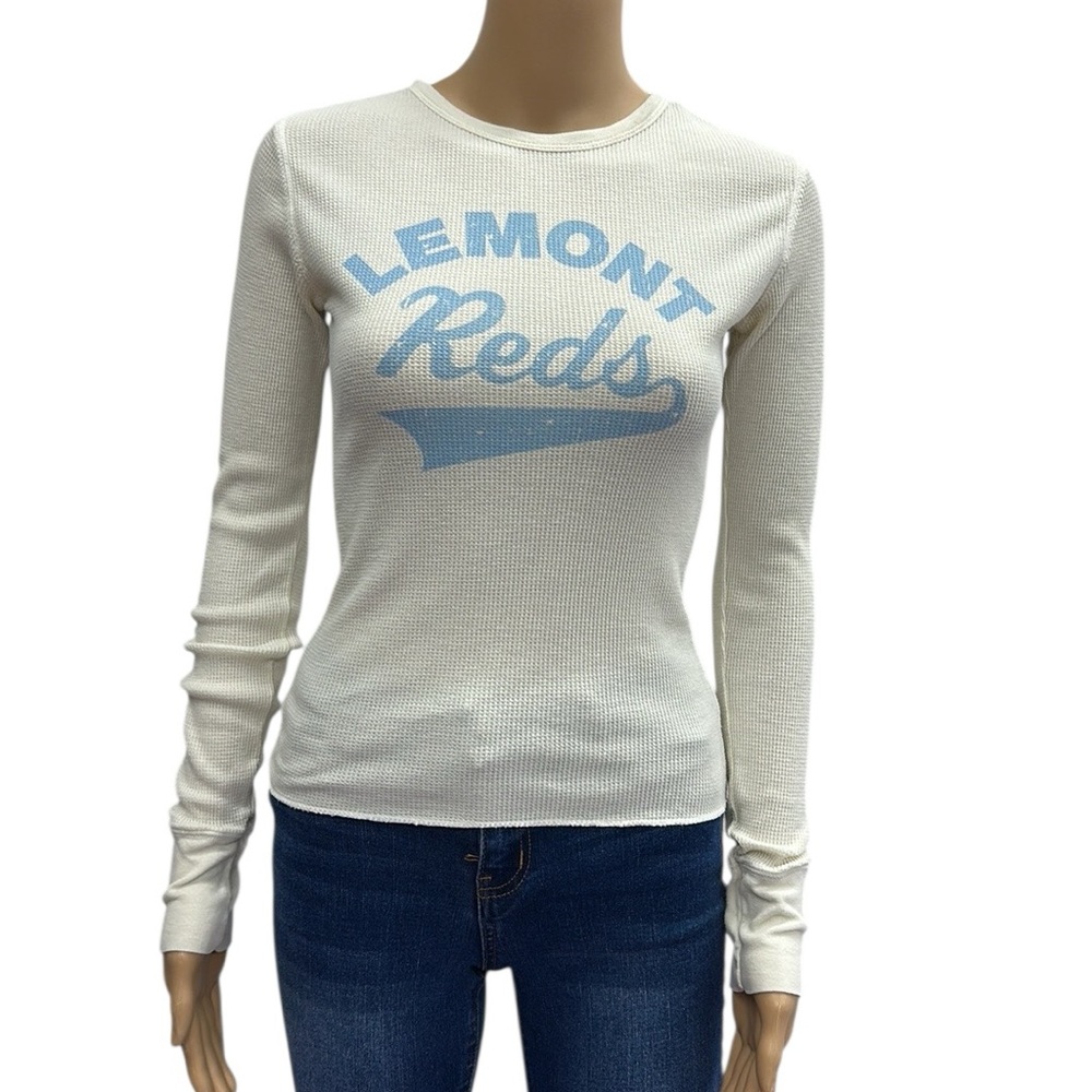 American Eagle Waffle Knit Lemont Reds Logo Long Sleeve Shirt Cotton Blend SP